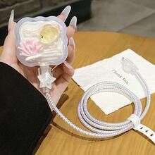 5件組可愛海洋主題海藻與魚飾充電器保護套組,防震軟殼、防斷線電纜套,適用於英國標準20W Apple充電器,送給男朋友與女朋友的禮物 - 粉色珊瑚+小魚 - 查看 7