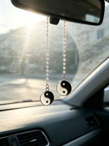 Tai Chi Yin Yang Car Rearview Mirror Hanging Ornament, New Chinese Style Car Interior Decoration Pendant - A - View 2