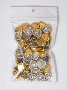 20/35/60/95pcs/Bag Mixed Color, Solid Color Heart-Shaped Rhinestone Decor With Gold Base, Suitable For Phone Cases, Bags, Shoes, Clothing Accessories And Jewelry Making DIY Crafts, Multiple Colors Available - Heart-shaped Diamond - View 19