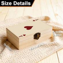 Single Wooden Storage Box, Heart-Shaped Ace Design, Perfect As A Gift For Organizing Small Items, Card Collection, Jewelry Storage, Desktop Organization, And Vintage Home Decor - Multicolor - View 4