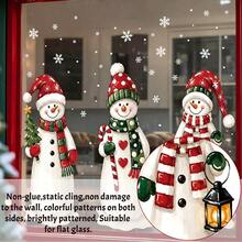 1/3pcs Reusable Cute Christmas Snowman Window Stickers, Double-Sided Visible PVC Electrostatic Adsorption Glass Stickers, Suitable For Holiday Home And Shop Window Decorations. - Multicolor - View 5