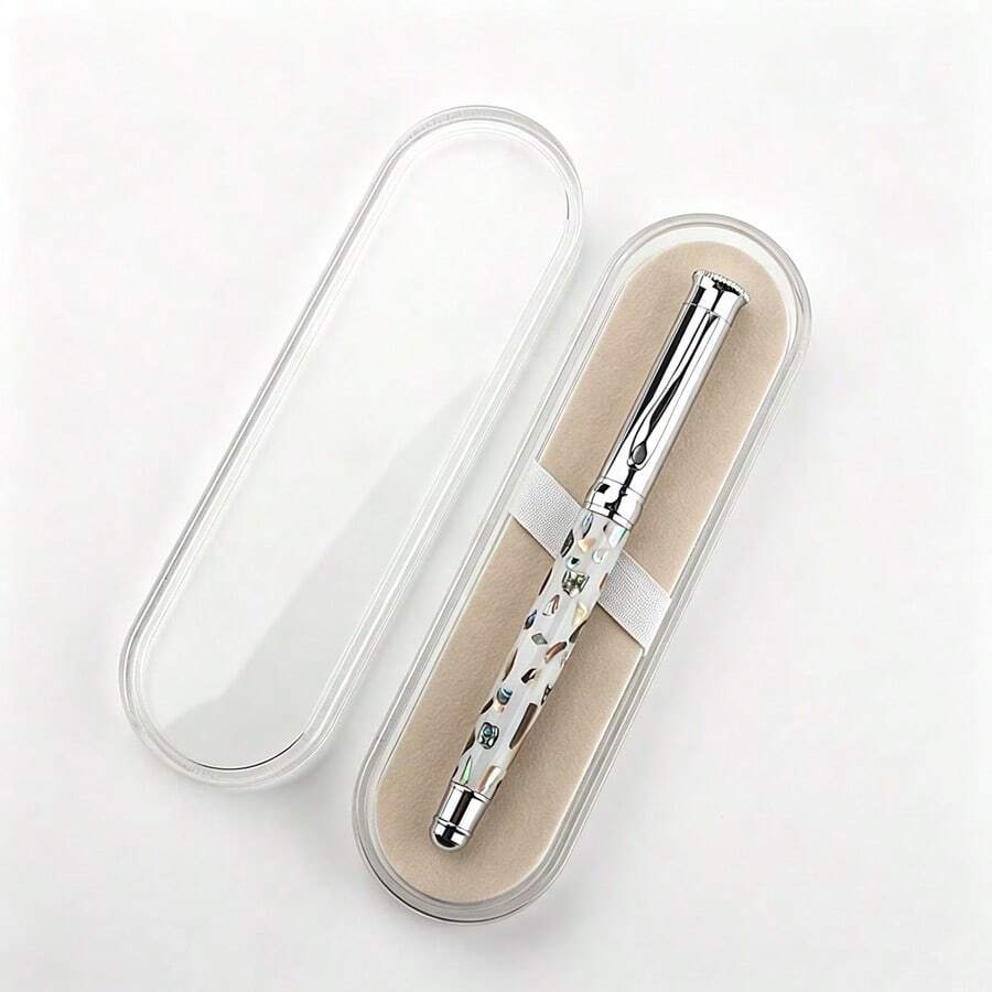 Luxury Abalone Shell Fountain Pen Beautiful Handmade Inlaid Shell Pen Silver Metal Trim Gift Pen For Collection Birthday Business Present - 1308 - View 1