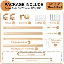 Adjustable Wood Grain Wrap-Around Blackout Curtain Rod, 1 Inch Heavy Duty All Metal Window Rod, Shower Curtain Rod, Room Blackout Rod, With Heat Insulation And Light Blocking Window Decor Rod, Suitable For Bedroom, Bathroom, Living Room And Kitchen, Easy Installation, With Hardware Accessories - Wood Grain a - View 14