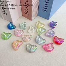 Solid Color Dripping Oil Smiling Face Acrylic Bear Head Pendant DIY Handmade Keychain Bag Hanging Accessories Gift Matching - Multicolor - View 13