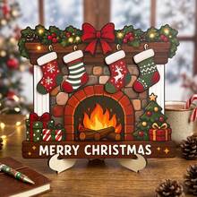 Wooden Christmas Sock Ornament, Desktop Home Kitchen Decor Display Stand, Holiday Party Gift - A - View 1