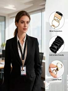 1 dây đeo cổ co giãn in họa tiết, dây vải mềm thoải mái, tiện lợi mang theo, kèm kẹp thẻ ID, móc khóa, dây đeo điện thoại, phụ kiện đa năng cho giáo viên, học sinh, y tá, đi làm và hoạt động ngoài trời - Dây đeo có thể thu gọn - Xem 3