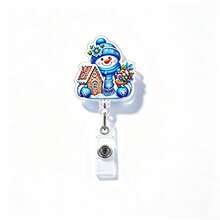 1pc Christmas Santa Claus Snowman Retractable Badge Reel, Nurse ID Card Holder, Anti-Lost Badge Clip - Multicolor - View 8