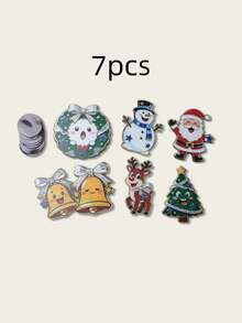 7pcs Christmas Refrigerator Magnets, Acrylic Flat Magnetic Decorative Pieces, Including High-Definition Santa Claus, Christmas Tree, Snowman, Reindeer, Bell Patterns. Suitable For Refrigerator, Car And Storefront, Creating Holiday Atmosphere, Can Be Used As Small Gifts For Family And Friends - Multicolor - View 7