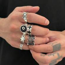 European & American Hip-Hop Niche Five-Pointed Star & Cross Ring Set, Men's Fashion Personalized Exaggerated Style Index Finger Ring - Men's Ring - View 1