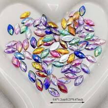 260 Rhinestone Akrilik AB Mengkilap, Ukuran 0,23 x 0,47 Inci, Bagian Belakang Datar, Cocok untuk Berbagai Proyek Pembuatan Perhiasan, Seni Kuku dan Kostum Pernikahan, Perlengkapan Scrapbook, Kerajinan Tangan - warna - View 2
