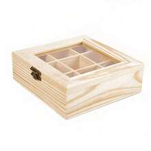 9 Compartments Storage Box Organizer Wooden Sugar Bag Container Wooden Tea Bag Jewelry Accessories Organizer Brooch Organizer - As Picture - View 7