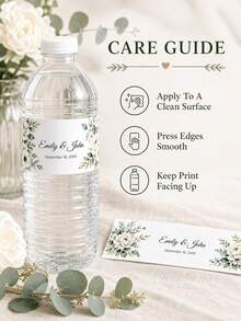 10/20/30pcs Customized Wedding Water Bottle Labels, Personalized Name And Date, Floral Bottle Stickers, Multiple Designs Available, Wedding Reception Supplies, Engagement Party Decor - Multicolor - View 9
