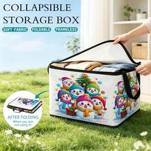 Thickened Storage Bag, Foldable Clothing And Bedding Storage Bag, Dormitory Essential, Suitable For Blankets, Bedding, Wardrobe, Under Bed And Dorm Storage, Ideal For Moving, Laundry And Space-Saving Room Organization, Christmas Edition Premium Digital Print Pattern - Multi-color - View 4