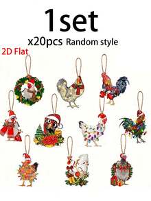 1 Set Chicken-Shaped Christmas Hanging Decorations, Suitable For Decorating Christmas Trees, Porches And Railings, Creating A Festive Party Atmosphere, Adding Creative Flair To Holiday Gifts, Or Enhancing Home Window Displays And Holiday Theme Decor - A - View 11