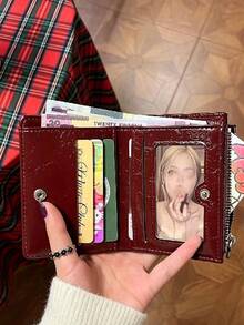 XD Korean Style Zipper Wallet, Multi-Card Slot Envelope Wallet, Wrinkled Texture Women's Wallet, Minimalist Bifold Bag, Women's Gift - Multicolor - View 4