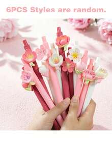 Floral Party Ballpoint Pen - Cute Pink High-Quality Vibrant Floral Series Retractable Pen, Party Gift, Back To School Essential, Drawing Pen, Learning Tool, Fashion Stationery, Souvenir Multi-Piece Set Party Gift - A - View 9