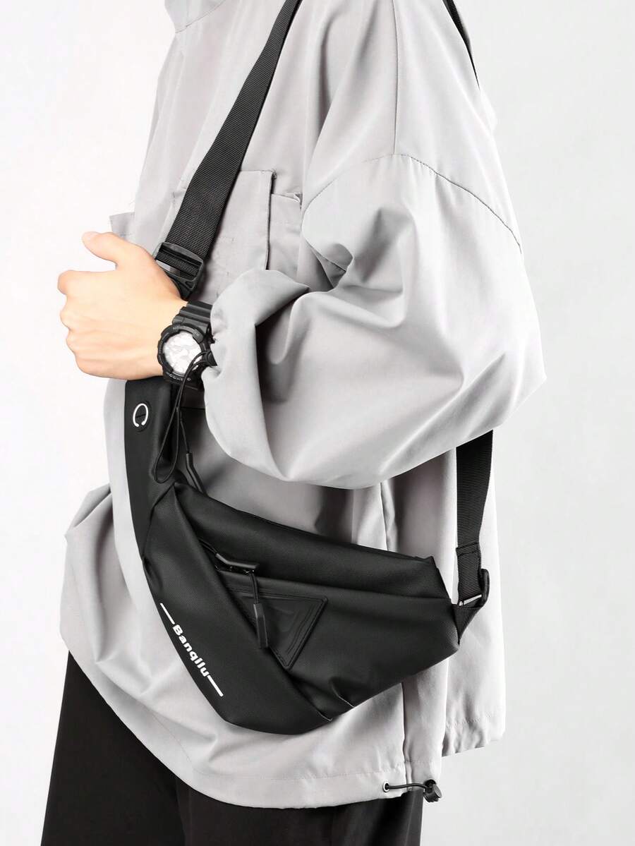 Men's Functional Chest Bag With Multiple Compartments, Convertible For Crossbody Or Front Carry, Large Capacity Commuter & Cycling Backpack - Black - View 1