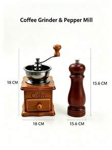 Manual Wooden Coffee Grinder & Pepper Mill, Hand Crank Coffee Bean Grinder With Storage Drawer, Easy To Clean,Adjustable Wood Pepper Grinder, Vintage Kitchen Tool For Fresh Coffee, Spices, Home Cafe Decor, Kitchen Countertop Accessory - Multicolor - View 8