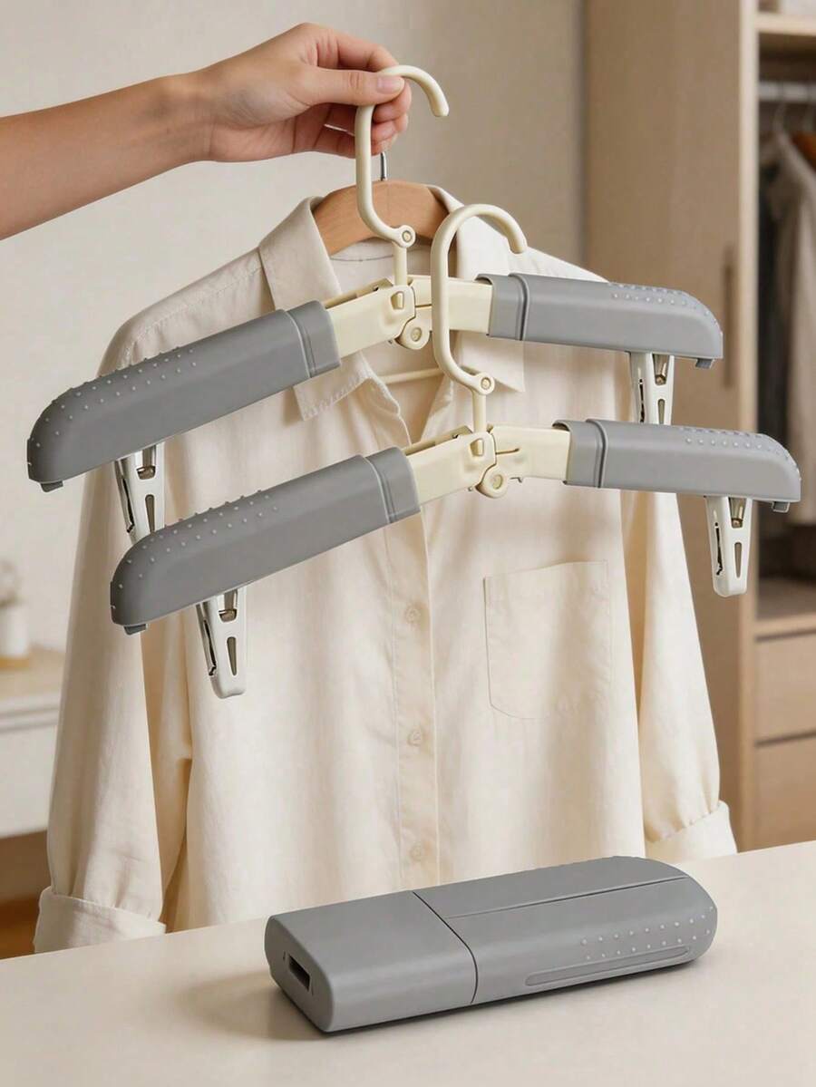 2/1pc Multifunctional Folding Travel Clothes Hanger, Portable Drying Rack, Suitable For Business Travel, Compact Folding Hanger, Suitable For Home, Dorm, Camping, Cruise, Travel Essential, Space-Saving, Ideal Gift For Parents On Mother's Day And Father's Day - Multicolor - View 1