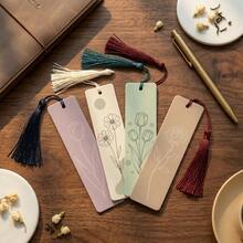 1pc Minimalist Line Floral Art Bookmark, Suitable For Teachers And Book Lovers, Durable Page Marker Bookmark Gift - Multicolor - View 3