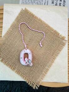You Can Make Your Own White Diamond Letter Car Rearview Mirror Hanger. It Features A Silver Bead Chain Design, With An Elegant Shiny Cream Texture. It Can Be Easily Hung On The Car's Rearview Mirror And Is A Charming Interior Decoration For Your Car. - Letter Pendant - View 34