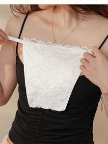 1pc Women's Black/White/Nude Lace Trim Ice Silk Anti-Exposure 3-Position Adjustable Snap-Button One-Piece Tie Fake Collar, Suitable For Daily Wear - Multicolor - View 5