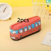 1pc Creative Cartoon Style Large Capacity Bus Shaped Pencil Case For Students, Korean Style - Multicolor - View 19