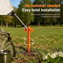 24pcs Heavy-Duty Screw-In Tent Stakes - Spiral Tip Suitable For Tents, Canopies, RV, For Power Drill Installation, Outdoor Camping Pegs For Soil, Sand, Grass, Rocky Terrain - A - View 4