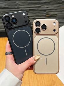 極簡金屬手機殼，相容 iPhone 18 Pro Max 17 Pro Air 16 15 14 13，超薄防震硬殼，內建玻璃鏡頭保護蓋 - 黑色 - 查看 5