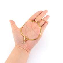 1pc Simple Classic Initial Hollow Heart Pendant Golden Stainless Steel Herringbone Chain Anklets For Women - Anklets - View 3