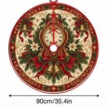 1pc Vintage Clock Bell Pattern Christmas Tree Skirt, Elegant Color Holiday Decor, 5 Sizes, Unisex Holiday Gift, Suitable For Home And Party Christmas Home Decoration - Vintage Alarm Clock - View 13