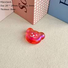 Solid Color Dripping Oil Smiling Face Acrylic Bear Head Pendant DIY Handmade Keychain Bag Hanging Accessories Gift Matching - Multicolor - View 16