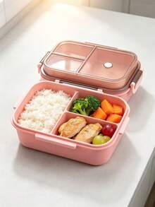 1 Double-Layer Lunch Box - Suitable For Microwave Ovens, Suitable For Large Capacity Rectangular Bento Boxes - With Compartments And Leak Proof Covers, Suitable For Use In Schools, Work, Camping Trips, And Restaurants (Durable And Leak Proof) - Multicolor - View 3