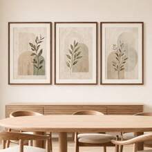 1pc/3pcs Sage Green Botanical Wall Art, Neutral Japandi Arch Prints, Minimal Abstract Botanical Wall Art Poster, Scandinavian Line Geometry Art Prints, Sage Green Modern Neutral Wall Decor, Framed/Frameless - Abstract - View 4