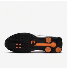NIKE Shox R4 Men's Black White Orange Retro Tech Sneakers | Bright Orange Shox Four-Pillar Y2K Futuristic Street Style HQ1988-003 - Silver - View 6