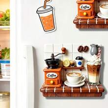 3D Embossed Coffee Machine Fridge Magnet, Personalized Cute Creative Gift Decoration Magnetic Souvenir, These Exquisite Fridge Magnets Are Excellent Creative Gifts, Can Be Used To Decorate Kitchen, Whiteboard, Storage Cabinet, Refrigerator, Also For Home Decor - Style 1 - View 1