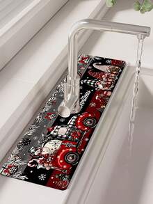 1pc Christmas Santa Claus Pattern, Sink Faucet Water Absorbent Mat, Drainage Mat, Suitable For Kitchen, Bathroom Sink, Countertop, Drainage Mat, Diatomaceous Earth Material, Trimmable, Quick-Drying Mat - Multicolor - View 6