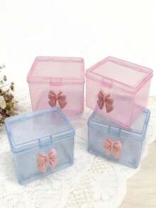 2pcs Plastic Flip Top Storage Boxes, PP With Lid Storage, Card Storage Box, Acrylic Organizer Box, Transparent Hair Accessory Storage Box, Desk Organizer, Storage, Storage Boxes With Lid, Office Desk Accessories, Drawer Organizer, Desk Tidy, Plastic Organizer Boxes, Clear Acrylic Box, Storage Containers, Display Case - Multicolor - View 1