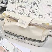 1pc Star & Moon Print Large Capacity Multi-Layer Pencil Case, Portable Stationery Storage Bag For Students - Multicolor - View 9