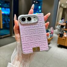1pc Cute Multi-Color Silver Edge Geometric Gradient Leather Texture Popular Fashion Apple Phone Case Folding Phone Case Protective Cover Smart Phone Case Fashion Phone Cover Lightweight Shockproof Anti-Slip Smart Phone Case Compatible With Apple Duo - Multicolor - View 13