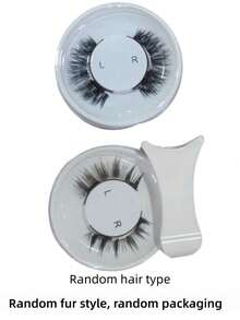 1 Pair Natural Long Easy-To-Use Magnetic False Eyelashes With Applicator, Reusable Glue-Free Magnetic Lashes For Women's Daily Makeup - Black - View 10