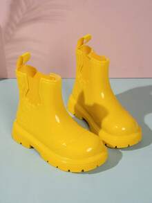 Girls' Colorful Short Rain Boots, Glossy Non-Slip Waterproof Outdoor Rain Shoes - Yellow - View 5