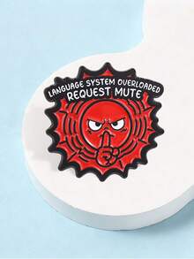 1 Pc Language System Overloaded Request Mute Enamel Pin, Angry Funny Face Brooch, Anti‑Social Meme Badge For Backpack Jacket - Multicolor - View 8