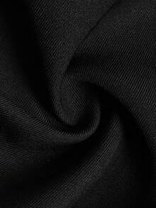 minisummer Women Elegant Fall Black Stand Collar Blazer, Three Button Fitted Waist Long Sleeve Notch Collar Office Work Jacket - Black - View 6