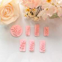 Light Romantic Botanical Style Polymer Clay Cutting Mold, Elegant Branch & Leaf Relief, Classical Vine Line Design Clay Cutting Mold, DIY Handmade Earring Pendant Brooch Making Tool, Compatible With Polymer Clay, 3D Printed, Clean Cut, Handmade Jewelry Floral DIY Craft Accessory, 3D Printed, Clean Cut, Handmade Jewelry Floral DIY Craft Accessory - Leaf - View 4