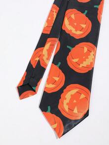 1PC Fashion Casual Versatile Funny Halloween Pumpkin Head Pattern Tie, Suitable For Halloween Party And Banquet - Multicolor - View 4