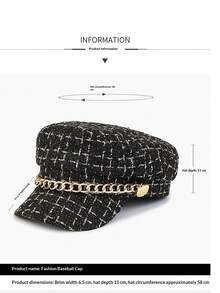 1pc Vintage Tweed Flat Top Women's Beret Hat, Fashionable Hat, Flattering Face Shape, Makes Face Look Smaller, Sun Protection, Retro Elegant Hat, Suitable For Daily Commute, Travel, Spring, Autumn, Winter - Multicolor - View 8