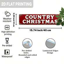 2D Flat, 1pc, Rustic Style Christmas Metal Sign, Holiday Decor, Christmas Hanging Ornament, Suitable For Farmhouse, Home, Living Room, Kitchen, Decorative Sign, Size 3.93x15.74 Inches - A - View 3