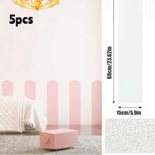 5pcs 5.9x23.62inch Wall Protection Film Geometric Arch Wall Panels, Self-Adhesive Semi-Circular Border Design, Multi-Color, Wipeable, For Bedroom, Living Room, Study, Easy Peel & Stick Removable - A - View 16
