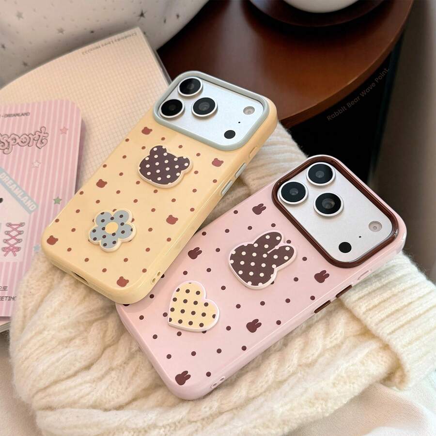 GUCADI, A Cute Polka Dot Pattern Phone Case, Compatible With Apple 18 Pro, 16, Featuring 3D Design, Minimalist And Cute Style, With 14 Soft Shells And 17 Cute Styles, Design Styles Include Girly, Geometric, Cartoon, And Color Block, Suitable For Niche Groups, Showcasing Soft And Feminine Elegant And Style.